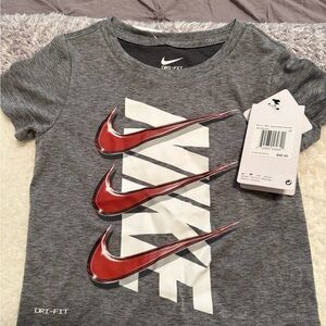 NWT Nike Kids Gray T-Shirt with Red Accents